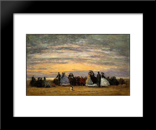The Beach At Villerville 20x24 Black Modern Wood Framed Art Print Poster by Boudin, Eugene
