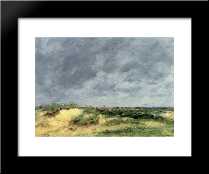 The Berck Dunes 20x24 Black Modern Wood Framed Art Print Poster by Boudin, Eugene