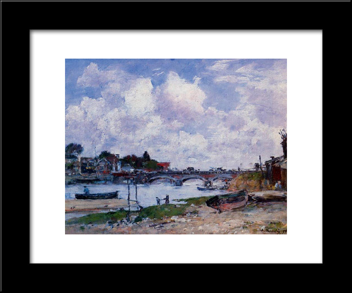 The Bridge Over The Toques At Deauville 20x24 Black Modern Wood Framed Art Print Poster by Boudin, Eugene