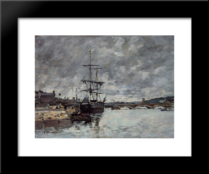 The Bridge Over The Toques At Trouville 20x24 Black Modern Wood Framed Art Print Poster by Boudin, Eugene