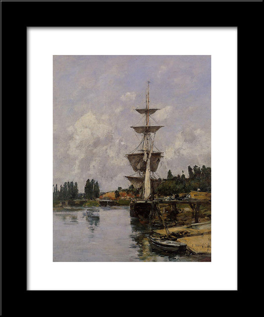 The Canal At Saint-Valery-Sur-Somme 20x24 Black Modern Wood Framed Art Print Poster by Boudin, Eugene