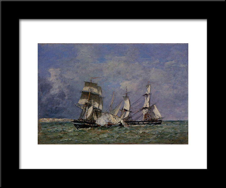 The Capture Of The 'Petit Rodeur' 20x24 Black Modern Wood Framed Art Print Poster by Boudin, Eugene