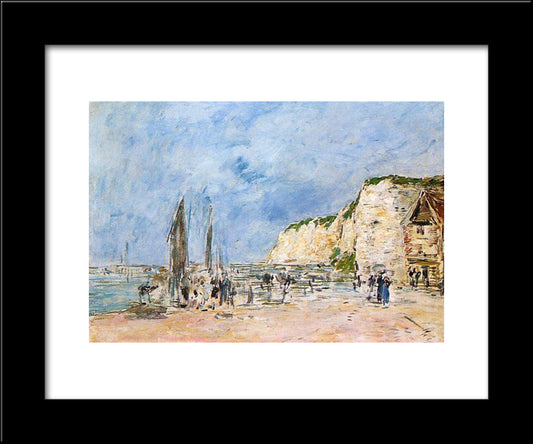 The Cliffs At Dieppe And The 'Petit Paris' 20x24 Black Modern Wood Framed Art Print Poster by Boudin, Eugene
