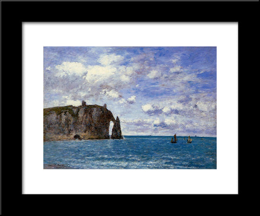 The Cliffs At Etretat 20x24 Black Modern Wood Framed Art Print Poster by Boudin, Eugene