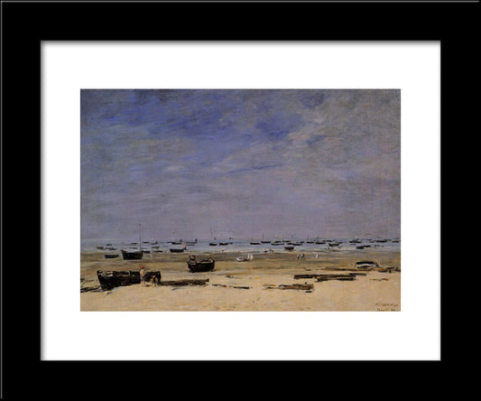 The Coastline At Berck At Low Tide 20x24 Black Modern Wood Framed Art Print Poster by Boudin, Eugene