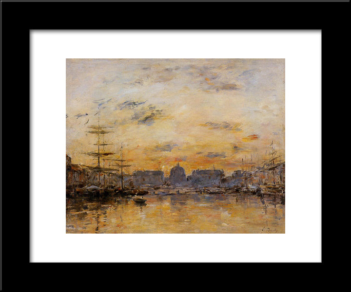 The Commerce Basin, Le Havre 20x24 Black Modern Wood Framed Art Print Poster by Boudin, Eugene