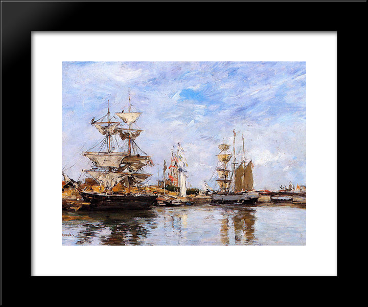 The Deauville Basin 20x24 Black Modern Wood Framed Art Print Poster by Boudin, Eugene