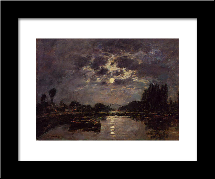 The Effect Of The Moon 20x24 Black Modern Wood Framed Art Print Poster by Boudin, Eugene