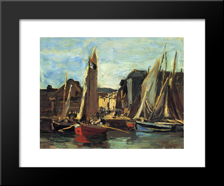 The Entrance To The Port Of Honfleur 20x24 Black Modern Wood Framed Art Print Poster by Boudin, Eugene