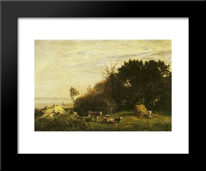 The Farm In Saint Simeon 20x24 Black Modern Wood Framed Art Print Poster by Boudin, Eugene
