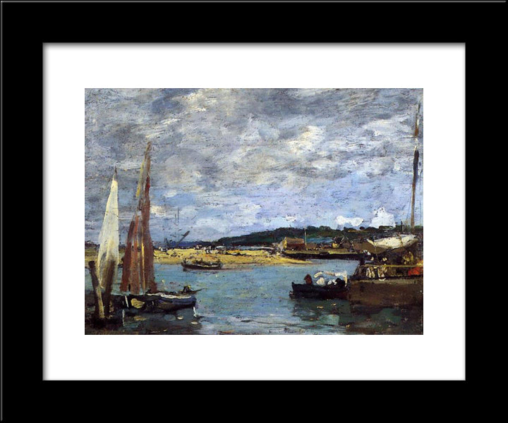 The Ferry To Deauville 20x24 Black Modern Wood Framed Art Print Poster by Boudin, Eugene