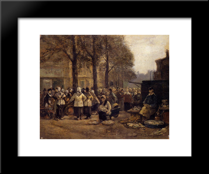 The Fish Market, Rotterdam 20x24 Black Modern Wood Framed Art Print Poster by Boudin, Eugene