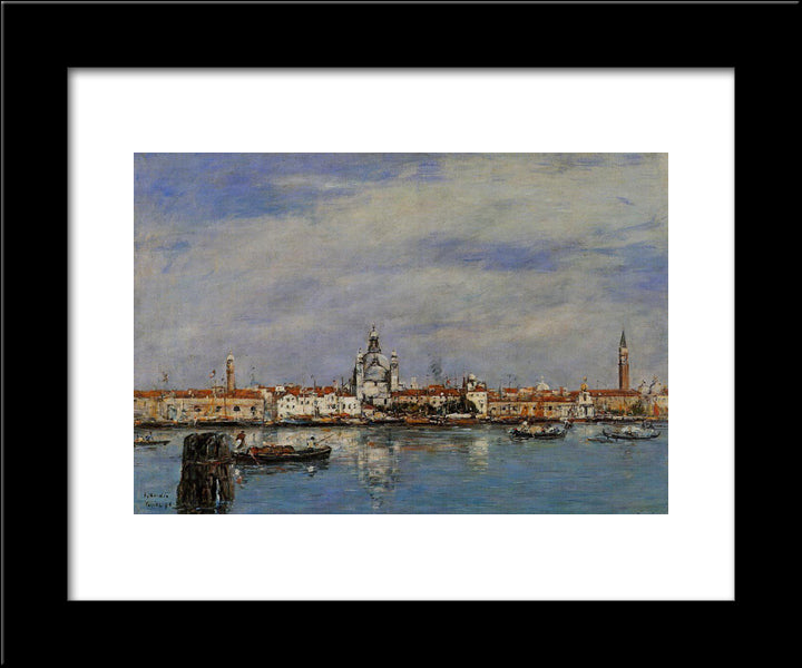 The Giudecca From The Zatteri, Venice 20x24 Black Modern Wood Framed Art Print Poster by Boudin, Eugene