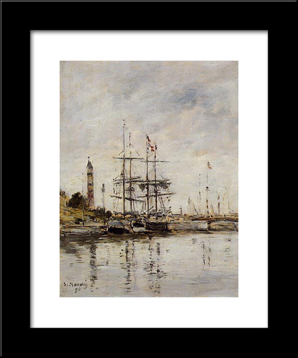 The Harbor At Deauville 20x24 Black Modern Wood Framed Art Print Poster by Boudin, Eugene