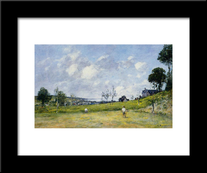 The Harvest Near Trouville 20x24 Black Modern Wood Framed Art Print Poster by Boudin, Eugene