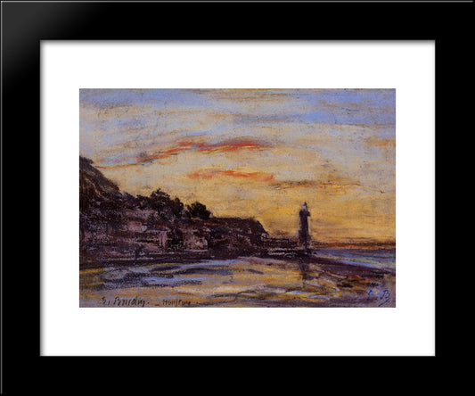 The Honfleur Lighthouse 20x24 Black Modern Wood Framed Art Print Poster by Boudin, Eugene