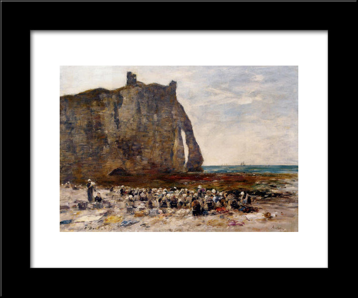 The Laundresses Of Etretat 20x24 Black Modern Wood Framed Art Print Poster by Boudin, Eugene
