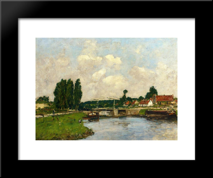 The Lock At Saint-Valery-Sur-Somme 20x24 Black Modern Wood Framed Art Print Poster by Boudin, Eugene