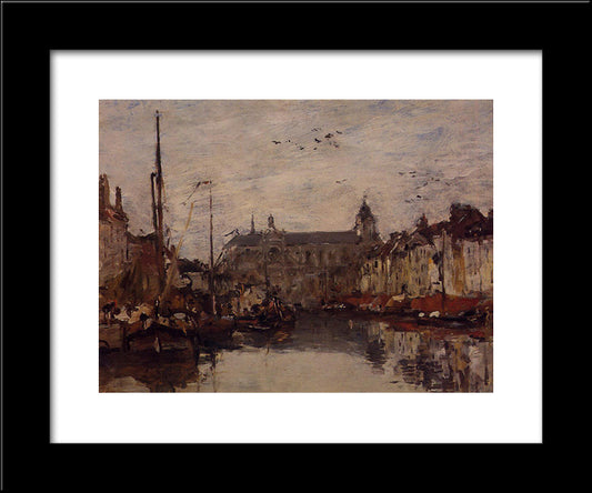 The Merchant Dock 20x24 Black Modern Wood Framed Art Print Poster by Boudin, Eugene