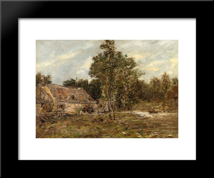 The Mill, Saint-Cenery 20x24 Black Modern Wood Framed Art Print Poster by Boudin, Eugene