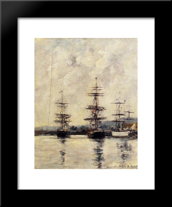 The Port, Deauville 20x24 Black Modern Wood Framed Art Print Poster by Boudin, Eugene