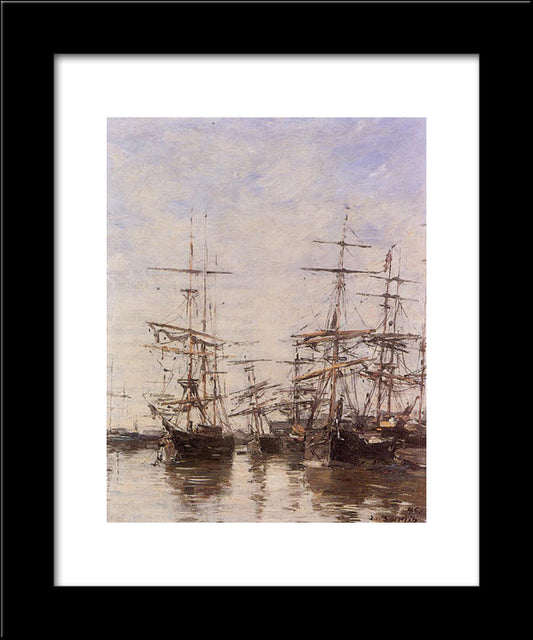 The Port 20x24 Black Modern Wood Framed Art Print Poster by Boudin, Eugene