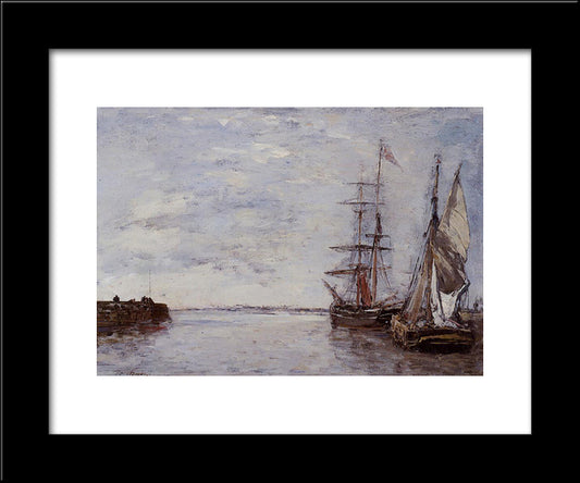 The Port At Deauville 20x24 Black Modern Wood Framed Art Print Poster by Boudin, Eugene