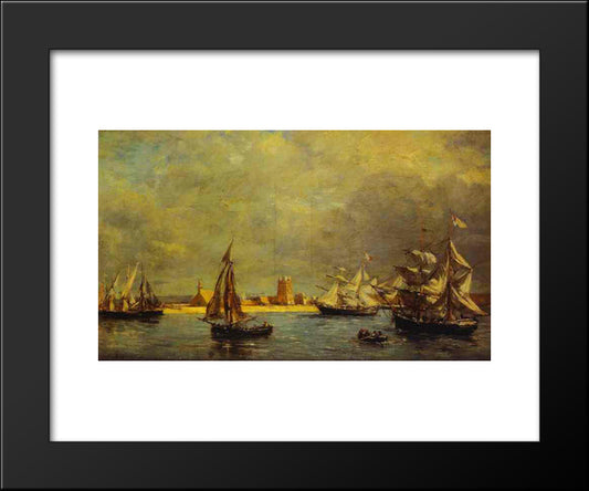 The Port Of Camaret 20x24 Black Modern Wood Framed Art Print Poster by Boudin, Eugene