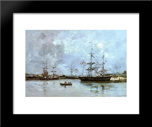 The Port Of Deauville 20x24 Black Modern Wood Framed Art Print Poster by Boudin, Eugene