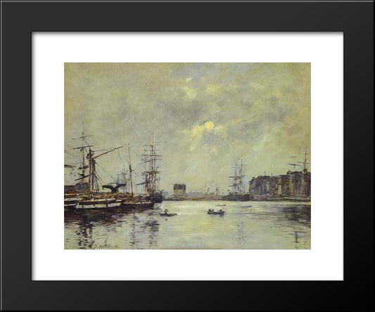 The Port Of Ke Havre (Dock Of La Barre) 20x24 Black Modern Wood Framed Art Print Poster by Boudin, Eugene