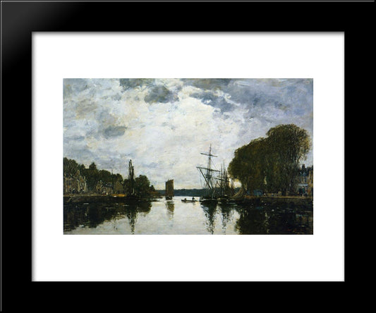 The Port Of Landerneau - Finistere 20x24 Black Modern Wood Framed Art Print Poster by Boudin, Eugene