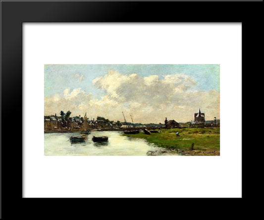 The Port Of Trouville 20x24 Black Modern Wood Framed Art Print Poster by Boudin, Eugene