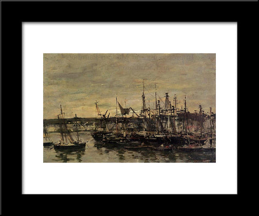 The Port Portrieux 20x24 Black Modern Wood Framed Art Print Poster by Boudin, Eugene