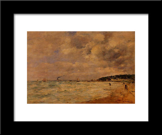 The Tourgeville Shores 20x24 Black Modern Wood Framed Art Print Poster by Boudin, Eugene