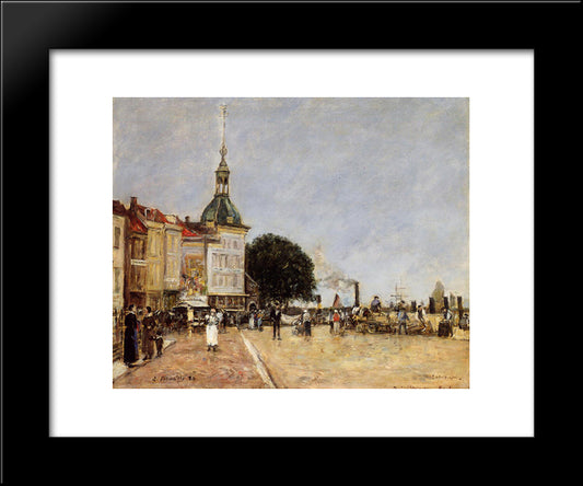 The Town Of Dordrecht 20x24 Black Modern Wood Framed Art Print Poster by Boudin, Eugene