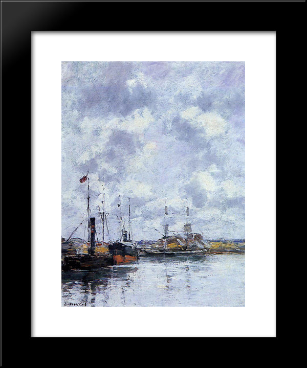 The Trouville Basin 20x24 Black Modern Wood Framed Art Print Poster by Boudin, Eugene