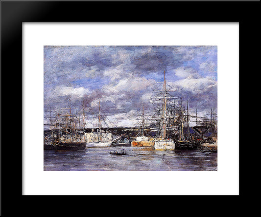 The Vauban Basin At Havre 20x24 Black Modern Wood Framed Art Print Poster by Boudin, Eugene