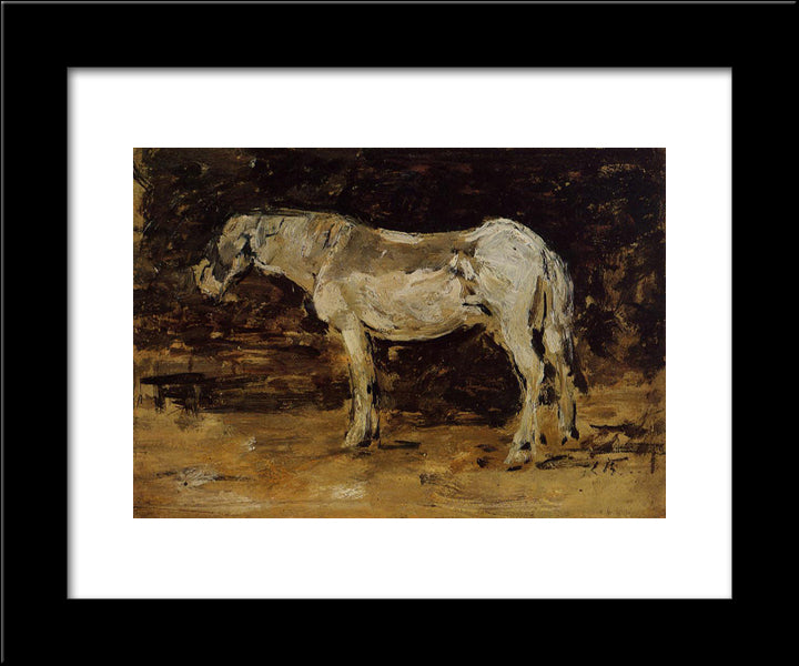 The White Horse 20x24 Black Modern Wood Framed Art Print Poster by Boudin, Eugene