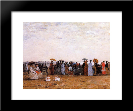 Trouville, Beach Scene 20x24 Black Modern Wood Framed Art Print Poster by Boudin, Eugene