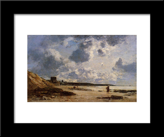 Trouville, Black Rocks 20x24 Black Modern Wood Framed Art Print Poster by Boudin, Eugene