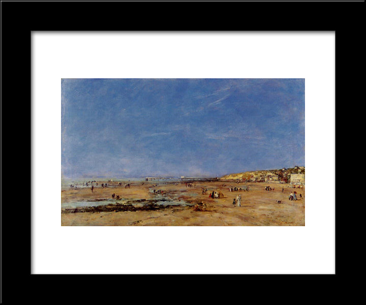 Trouville, Panorama Of The Beach 20x24 Black Modern Wood Framed Art Print Poster by Boudin, Eugene
