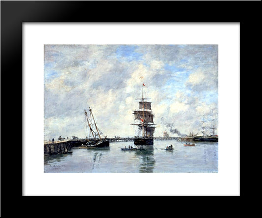 Trouville, Piers, High Tide 20x24 Black Modern Wood Framed Art Print Poster by Boudin, Eugene