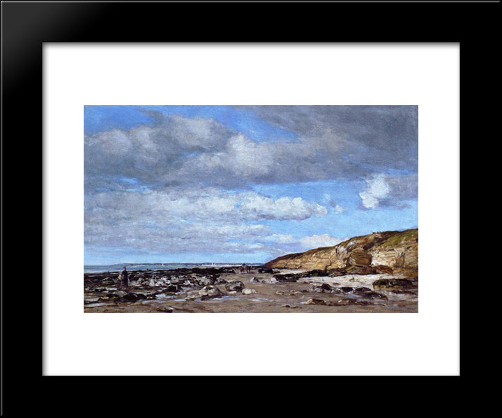 Trouville, Shore And Rocks 20x24 Black Modern Wood Framed Art Print Poster by Boudin, Eugene