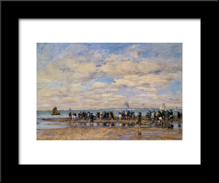 Trouville, The Beach At Low Tide 20x24 Black Modern Wood Framed Art Print Poster by Boudin, Eugene