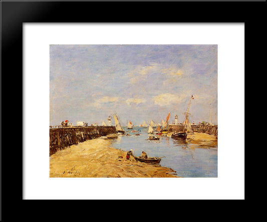 Trouville, The Jetty And The Basin 20x24 Black Modern Wood Framed Art Print Poster by Boudin, Eugene