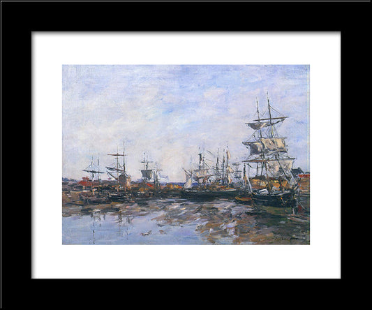 Trouville, The Port At Low Tide 20x24 Black Modern Wood Framed Art Print Poster by Boudin, Eugene