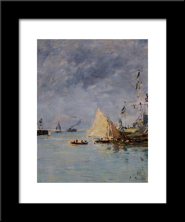 Trouville. The Jettys High Tide. 20x24 Black Modern Wood Framed Art Print Poster by Boudin, Eugene