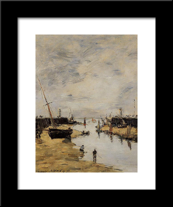 Trouville. The Jettys Low Tide. 20x24 Black Modern Wood Framed Art Print Poster by Boudin, Eugene