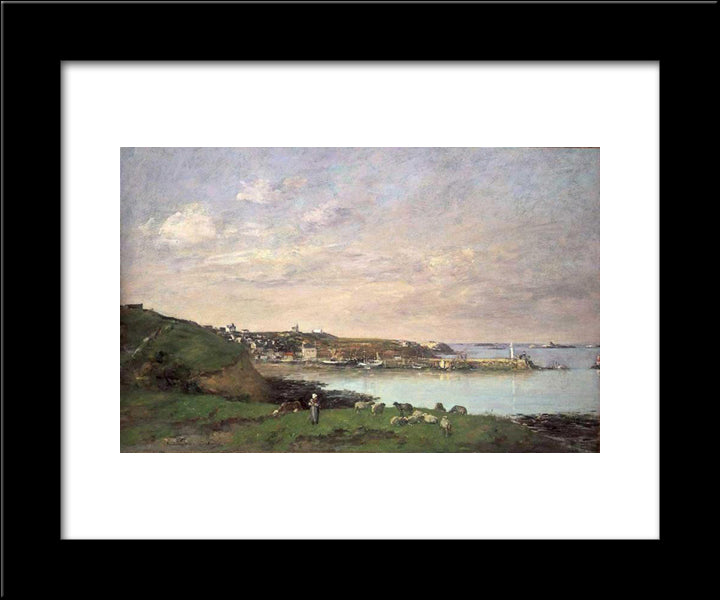 View At Saint-Quay-Portriaux 20x24 Black Modern Wood Framed Art Print Poster by Boudin, Eugene