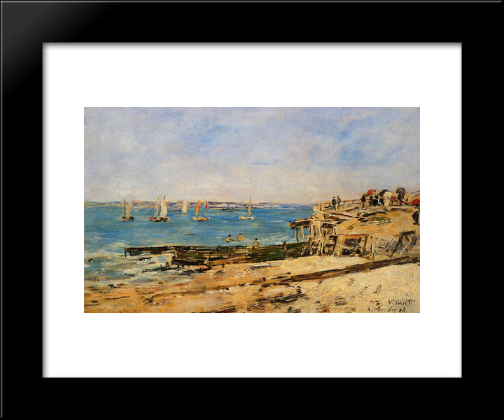 Villerville, The Shore 20x24 Black Modern Wood Framed Art Print Poster by Boudin, Eugene